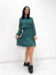 Женское легкое платье в горошек из софта GF08576 цвет зеленый, размер 42/44