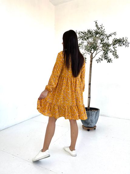 Женское легкое свободное платье в цветочный принт NB21045 размер 46/48 цвет оранжевый | Зображення 2