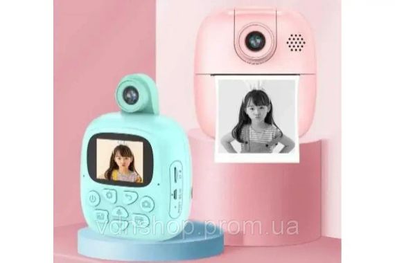 Розовый Фотоаппарат детский M4 для моментальной печати | Зображення 1