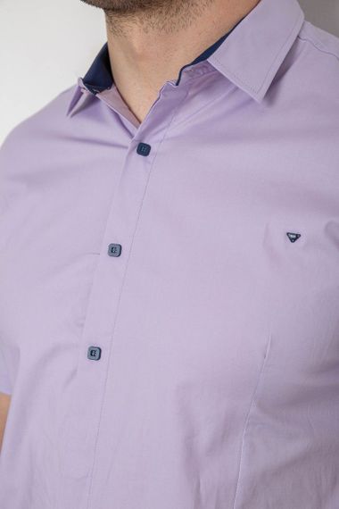 Рубашка мужская однотонная  -уценка, цвет сиреневый, 214R7117-U-1 | Зображення 4