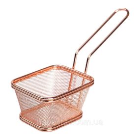 Корзина сервировочная для подачи картофеля фри и снеков 10.5×9x5.5 см Розовое золото HP-19-4-S-R