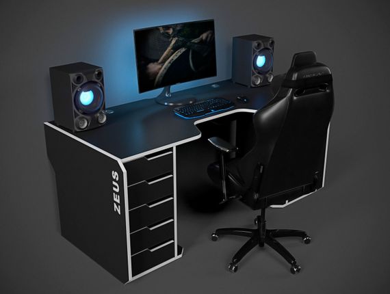 Стол геймерский эргономичный ZEUS Viking-1M черныйбелый | Зображення 8