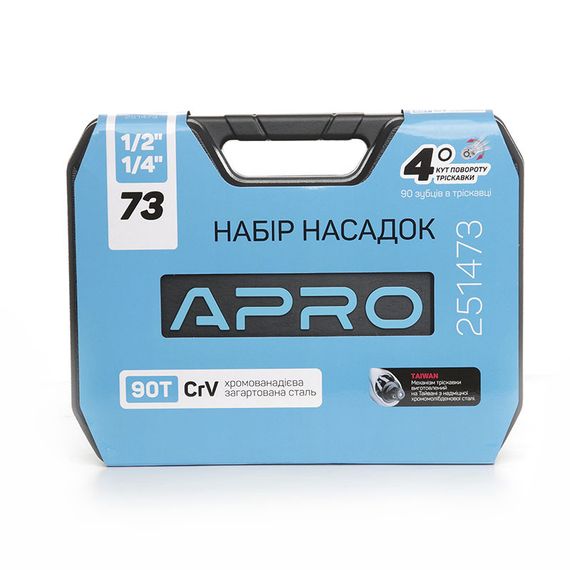 Набор насадок CrV ¼, ½ ( 90Т) (73 шт) APRO | Зображення 5