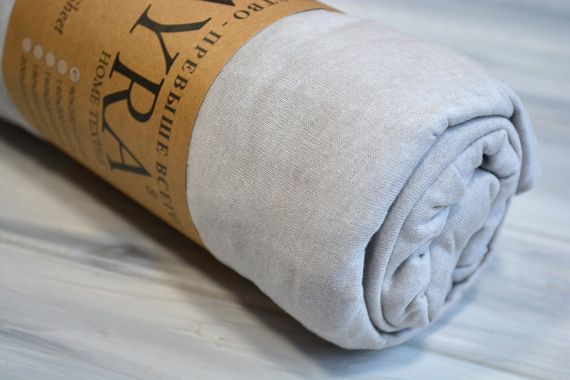 Простирадло 180х200+25 см трикотаж на резинці світло-сіре | Зображення 1