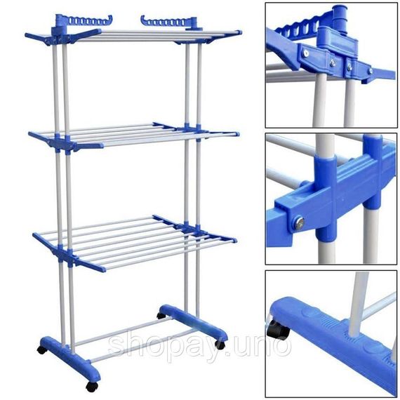 Сушарка складна для білизни GARMENT RACK Вертикальна пересувна стійка-сушарка для сушіння речей та білизни, на коліщатках | Зображення 1
