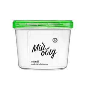 Контейнер для харчових продуктів 0,5л круглий прозорий/зелений Народний продукт