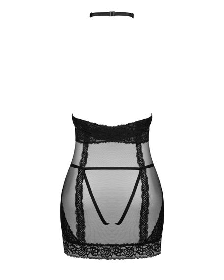 Сорочка с открытой грудью и стринги Obsessive Lacrisia Черная M/L | Зображення 5