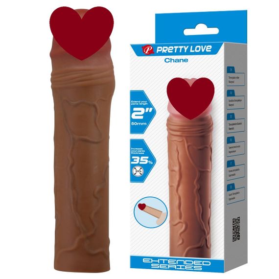 Подовжуюча насадка презерватив Pretty Love - Chane 2" Brown, BI-026254-1 sexstyle