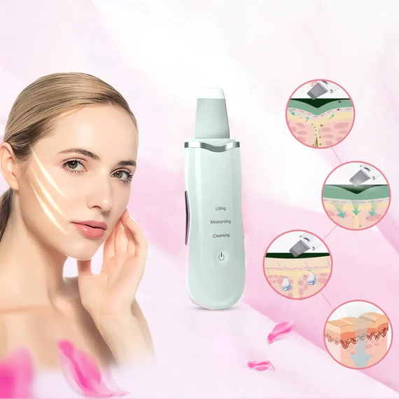Ультразвуковой скраббер портативный для чистки лица Face Cleaner 8816 / Очиститель поров / Скрабер лифтинг | Зображення 1