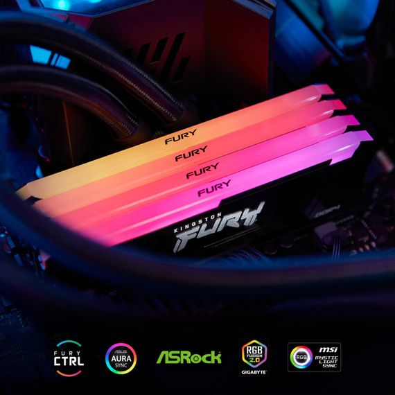 Модуль пам'яті для комп'ютера DDR4 8GB 3200 MHz Beast RGB Kingston Fury (ex.HyperX) (KF432C16BB2A/8WP) | Зображення 7