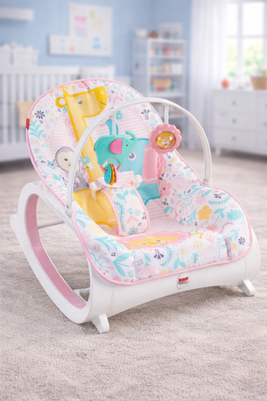 Детское кресло-качалка Fisher Price / Детский шезлонг с музыкальной подвеской и регулируемой спинкой