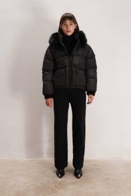 Пуховик з опушкою вкорочений Cozy Puffer, Чорний