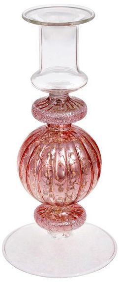 Декоративный стеклянный подсвечник 8.5х18см pink