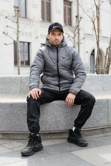 Комплект чоловічий: куртка MOTION Nike сіра + штани "President" чорні. Барсетка у подарунок! (1264536263) | Зображення 2