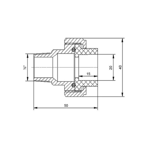 Сгон "Американка" латунная со сварной головкой PPR Blue Ocean "Белый" 20х1/2" НР | Зображення 1