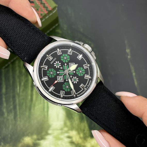 Awarder Embroidery Silver-Green Black Battery 10ATM | Зображення 4