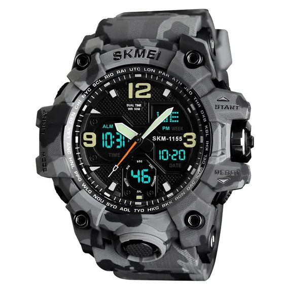 Годинник для військовослужбовців SKMEI 1155BCMGY / Годинник армійський оригінал / Чоловічий армійський MG-691 водостійкий годинник | Зображення 1