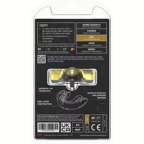Капа OPRO Gold UFC доросла (вік 11+)  Black/Gold (art.102516001) | Зображення 3