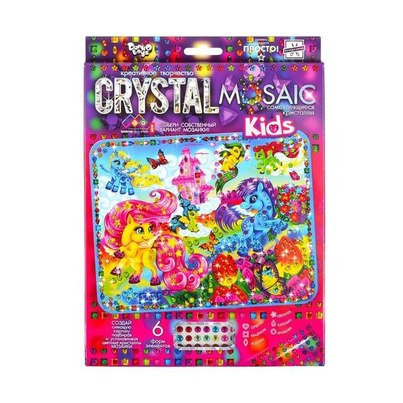Набор креативного творчества "Kids Crystal Mosaic" CRMk-01-01, 6 форм элементов