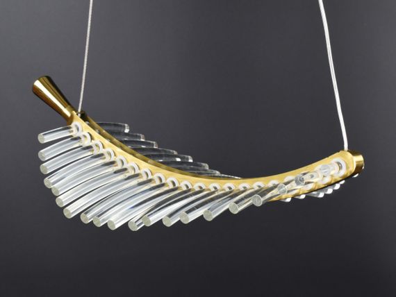 Люстра світлодіодна підвісна LED світильник для квартири на стелю лед 26544 Латунь 30-110х20х38 см.