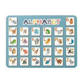 Дерев'яна абетка-вкладиш англійська "ALPHABET" 3240-03-002 синя 29х39 см