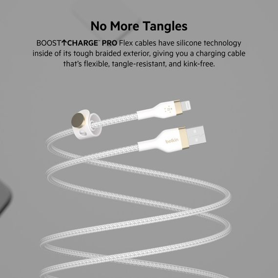 Дата кабель USB 2.0 AM to Lightning 1.0m white Belkin (CAA010BT1MWH) | Зображення 9