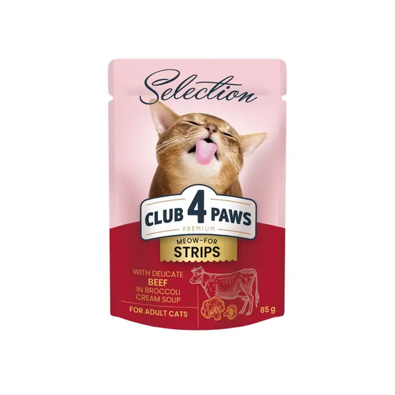 Вологий корм пауч Club 4 Paws Premium Selection для дорослих котів, яловичина з броколі 85г
