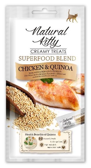 Рідкі ласощі для котів з куркою Natural Kitty Creamy Treats Chicken with Quinoa, 4 шт х 12 гр