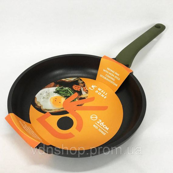 Сковорода с антипригарным покрытием внутренней поверхности Well Done WD-1046E 26 см, Сковорода на долго IG-94 | Зображення 7