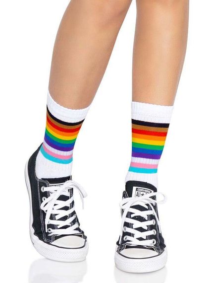 Шкарпетки жіночі в смужку Leg Avenue Pride crew socks Rainbow, 37–43 розмір sexstyle | Зображення 2
