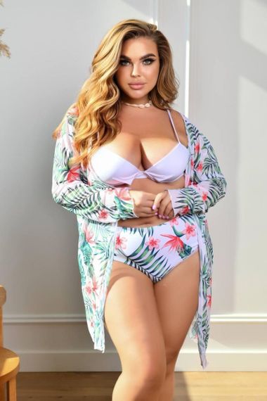 Роздільний купальник PLUS SIZE з тунікою в тропічному принті | Зображення 9