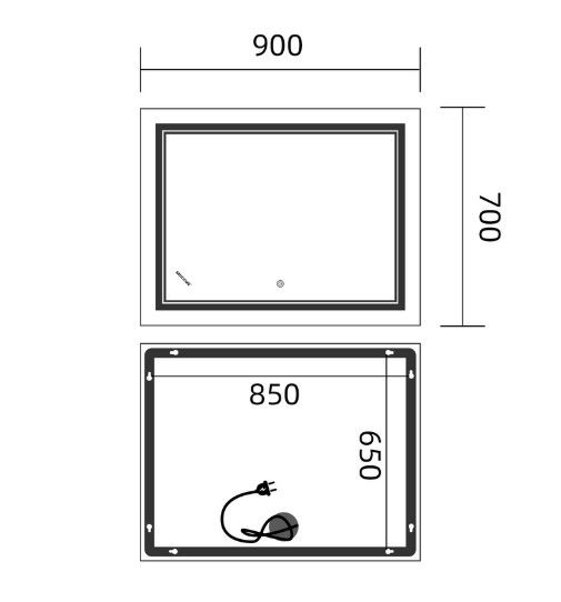 Дзеркало Mixxus Premium QUADRO MR20-90x70-REVERSE (LED Touch, Anti-fog) (MP6621) | Зображення 1