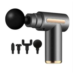 Массажер мышечный ручной Massage Gun Аккумуляторный перкуссионный Массажный 4 насадки для рук ног шеи