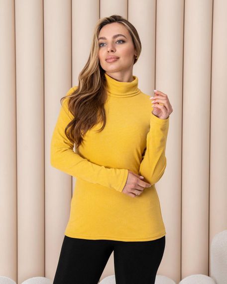 Женская теплая водолазка-гольф полушерсть на термо флисе цвет желтый размер 52 DM09.09