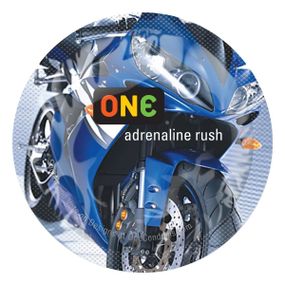 Презерватив ONE Color Sensations ONE adrenaline rush, 1 шт, синій, гладенький, зі змазкою