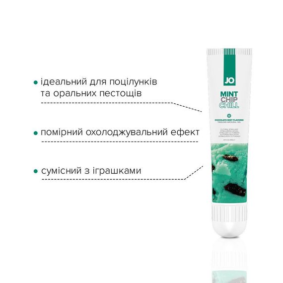 Гель для клитора System JO - Mint Chip Chill (10 мл), можно для поцелуев, вибрация с охлаждением | Зображення 2