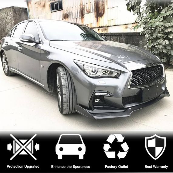 Накладка на передній бампер Lip V2 (для Q50 Sport 2018-2022, Карбон) для Infiniti Q50/Q60 рр | Зображення 2