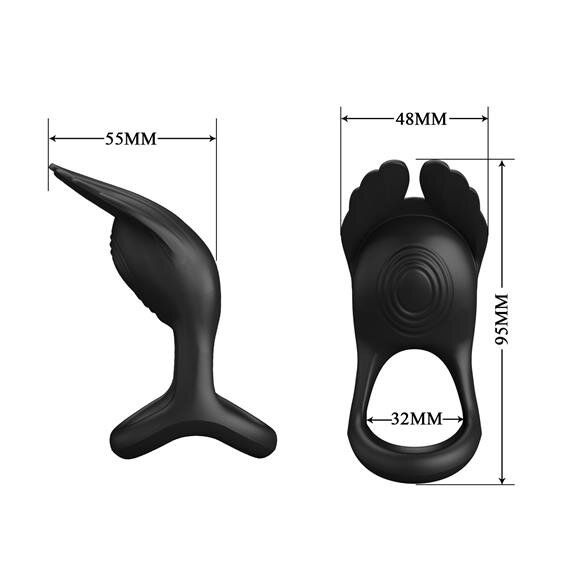 Ерекційне кільце - Pretty Love Silas Vibrant Penis Ring Black | Зображення 2