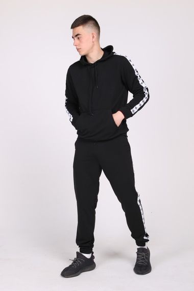 Черный спортивный костюм сбелыми лампасами  Adidas | Зображення 7