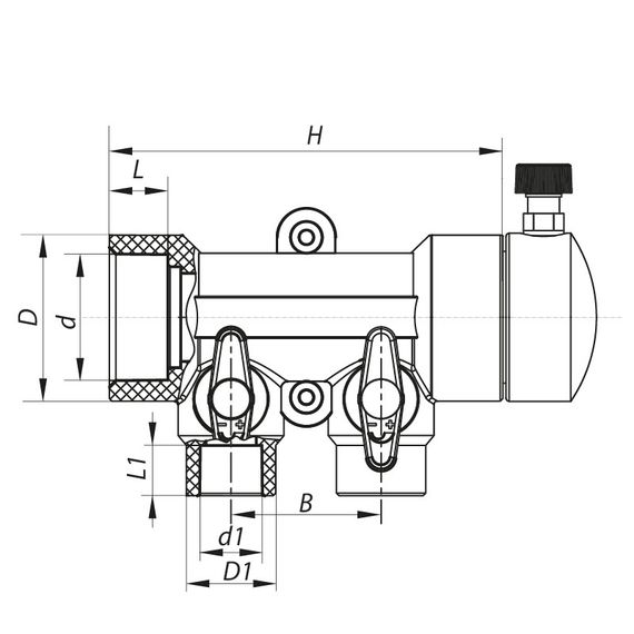 Колектор 2- way з кульовими кранами (40x20) PPR Koer K0169.PRO (KP0219) | Зображення 1