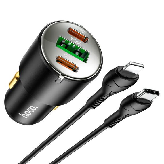 АЗП Hoco NZ6 PD45W (2Type-C/1USB) + Type-C to Lightning Black | Зображення 4