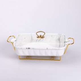 Настольная мармитница 2 литра мармит прямоугольный керамический 40х22.5х15.5 см для вторых блюд