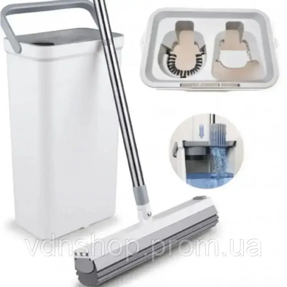 Швабра з відром та автоматичним віджимом MOP MD-01 / Швабра ледарка для прибирання та миття підлог | Зображення 1