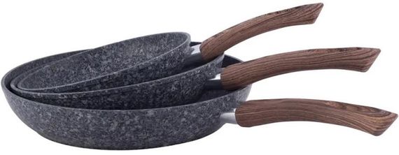 Набір 3 сковороди Kamille Grey Marble 20см, 24см, 28см, індукційні з антипригарним покриттям | Зображення 1