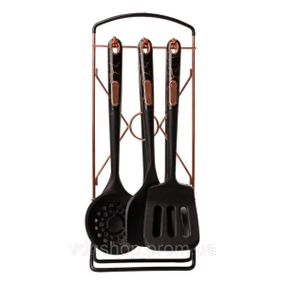 Набір кухонного приладдя на підставці 6 штук кухонні аксесуари Чорний під мармур YRUR5