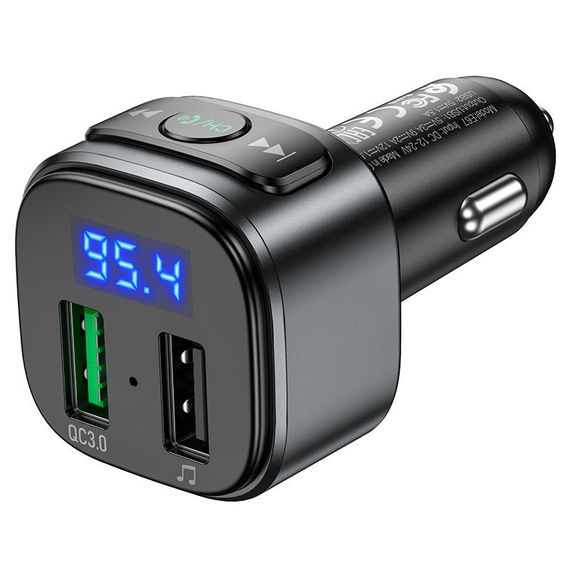 АЗП FM модулятор Hoco E67 QC3.0 (2USB-A) Чорний | Зображення 2