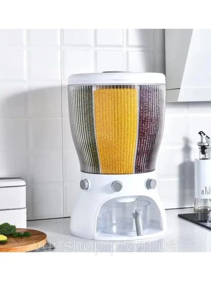 Белый Диспенсер для круп вращающийся с дозатором | Зображення 1