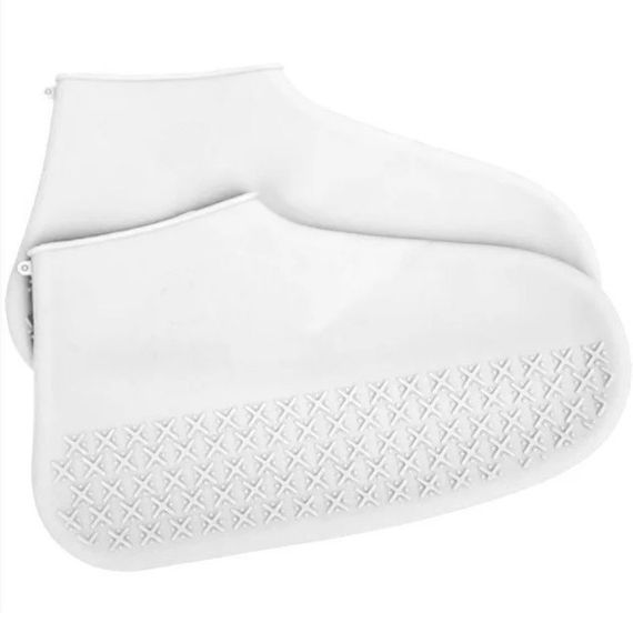 Багаторазові бахіли-чохли L (41-45 розмір) для взуття силіконові від води та бруду. Колір: білий | Зображення 6