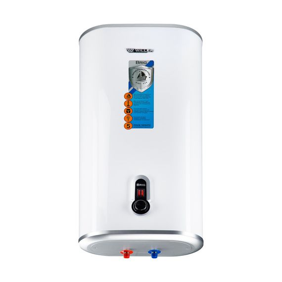 Водонагрівач WILLER Brig, 2,0 кВт, "сухий" ТЕН, 50 л, прямокутний, вертикальний, білий (IV50DR)