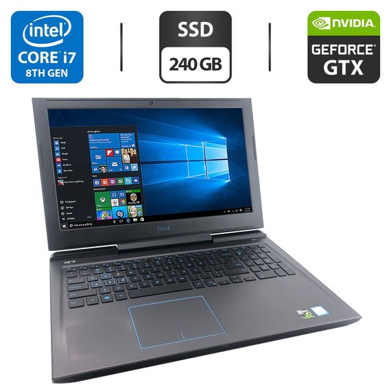 Ігровий ноутбук Dell G7 7588 / 15.6" (1920x1080) IPS / Intel Core i7-8750H (6 (12) ядер по 2.2 - 4.1 GHz) / 16 GB DDR4 / 240 GB SSD / nVidia GeForce GTX 1060, 6 GB GDDR5, 192-bit / WebCam б/в